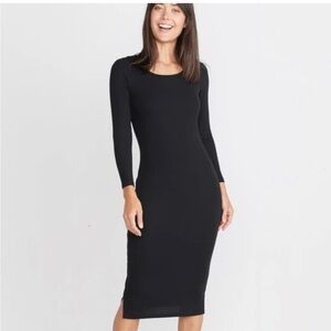 Marine Layer Lexi Micromodal black ribbed midi dress size XS